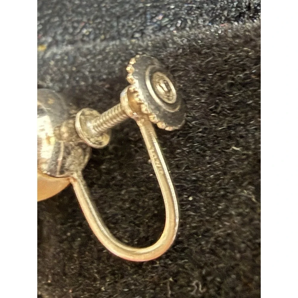 14k Earrings White Gold And Genuine Pearl Screwback Earrings Vintage